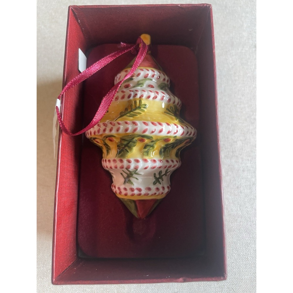 Villeroy And Boch Christmas Ornament In Box Ceramic Holly Hand Painted